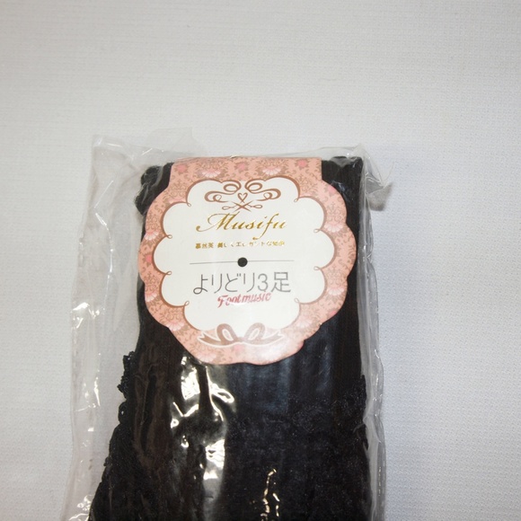 Women's Thigh High Lace Socks Black Stockings NWT - Picture 7 of 8